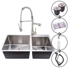 Cuba Pia Cozinha Dupla Escovada Inox E Torneira Monocomando