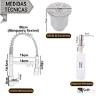 Cuba Pia Cozinha Dupla Escovada Inox E Torneira Monocomando C