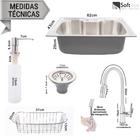 Cuba Pia Cozinha Gourmet Aço Inox 60x40 C/ Torneira Luxo Mono