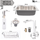 Cuba Pia Cozinha Gourmet Aço Inox 60x40 C/ Torneira Slim Mono