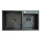 Cuba Pia Cozinha Gourmet Dupla Preta Quadrada + Disp. 500ml