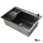 Cuba Pia Cozinha Inox Quadrada Preta E Torneira Monocomando