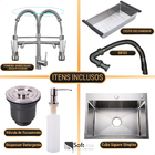 Cuba Pia Cozinha Quadrada Escovada Aço Inox 304 E Torneira Mo