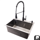 Cuba Pia Cozinha Quadrada Preta Inox E Torneira Monocomando