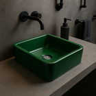 Cuba Pia De Apoio Banheiro 30cm Verde Marmorizado Perolizado