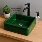 Cuba Pia De Apoio Banheiro 30cm Verde Marmorizado Perolizado