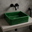Cuba Pia De Apoio Banheiro 30cm Verde Marmorizado Perolizado