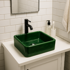 Cuba Pia De Apoio Banheiro 30cm Verde Marmorizado Perolizado