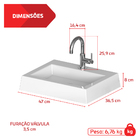 Cuba Pia De Apoio Branca 47x36cm Com Torneira E Válvula Para