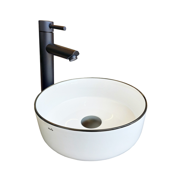 Cuba Pia De Apoio Branca E Preta Cerâmica Para Banheiro Reno