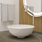 Cuba Pia De Apoio Branca Redonda 30cm Jaspe Para Banheiro Lav