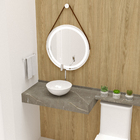 Cuba Pia De Apoio Branca Redonda 30cm Jaspe Para Banheiro Lav