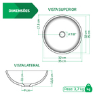 Cuba Pia De Apoio Branca Redonda 35cm Ametista Para Banheiro
