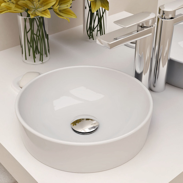 Cuba Pia De Apoio Em Louça Redonda 30cm Para Banheiro e Lavab