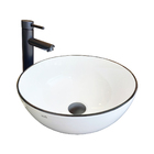 Cuba Pia De Apoio Oval Cerâmica  Branca E Preta Para Banheiro
