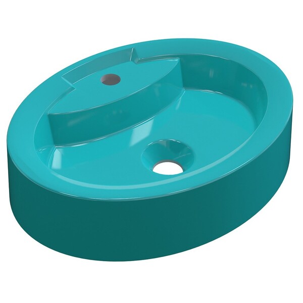 Cuba Pia De Apoio Para Banheiro Oval Ox 43 C08 Azul Turquesa