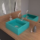 Cuba Pia De Apoio Para Banheiro Quadrada Q355w Azul Turquesa