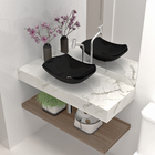 Cuba Pia De Apoio Preta Abaulada 44x31 Pérola Para Banheiro L