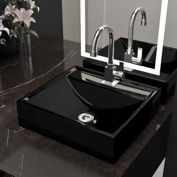 Cuba Pia De Apoio Preta Quadrada 40x37 Berilo Para Banheiro L