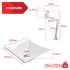 Cuba Pia De Apoio Quadrada 29x29 Com Torneira Bica Alta E Vál