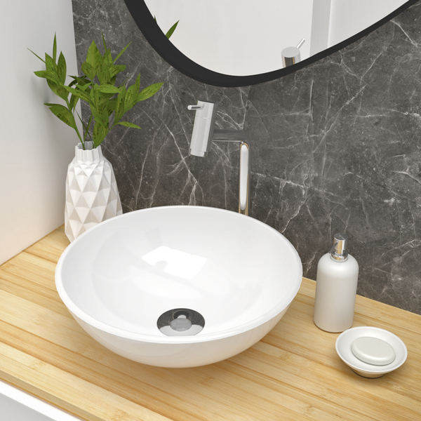 Cuba Pia De Apoio Redonda 35cm Com Torneira Bica Alta E Válvu