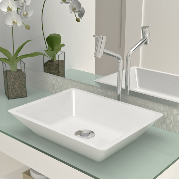 Cuba Pia De Apoio Retangular 44x35 Com Torneira Bica Alta E V