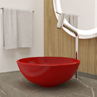 Cuba Pia De Apoio Vermelha Redonda 30cm Jaspe Para Banheiro L