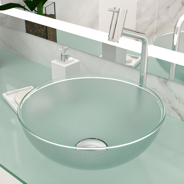 Cuba Pia De Apoio Vidro Redonda 29cm Para Banheiro Lavabo