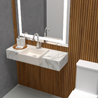 Cuba Pia De Semi Encaixe Bege Quadrada 35x35 Rubelita Para Ba