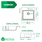 Cuba Pia De Semi Encaixe Vermelha Quadrada 35x35 Rubelita Par