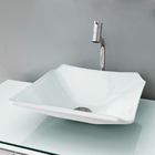 Cuba Pia De Vidro Branca Quadrada Para Banheiro Com Torneira