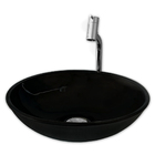 Cuba Pia De Vidro Preta Redonda Para Banheiro Com Torneira E