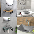 Cuba Pia De Vidro Resistente Cinza Quadrada Para Banheiro com