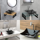 Cuba Pia De Vidro Resistente Preta Quadrada Para Banheiro com