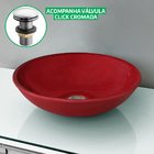 Cuba Pia De Vidro Resistente Vermelha Redonda Para Banheiro c