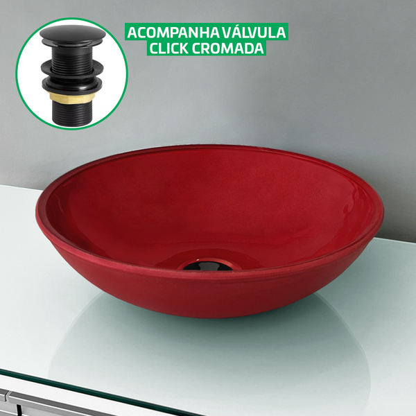 Cuba Pia De Vidro Resistente Vermelha Redonda Para Banheiro c