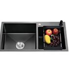 Cuba Pia Dupla Cozinha Gourmet Aço Inox Preta Com Acessórios