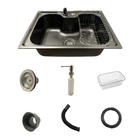 Cuba Pia Gourmet 60x42 Aço Inox Preto C/acessórios