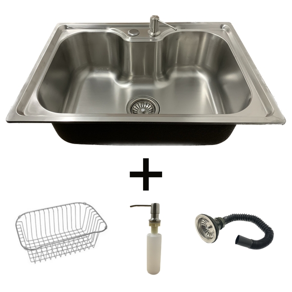 Cuba Pia Gourmet Aço Inox Escovado 60x42 C/ Acessórios