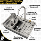 Cuba Pia Gourmet Cascata Completa Inox 304 Com Torneira Monoc