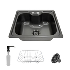 Cuba Pia Gourmet Cozinha Preta Inox 50x40 Acessórios Tubrax