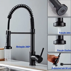 Cuba Pia Gourmet Dupla Aço Inox + Torneira Flexível Preta