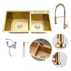 Cuba Pia Gourmet Dupla Cozinha Aço Inox + Torneira Flexivel