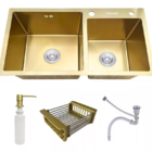 Cuba Pia Gourmet Dupla Cozinha Aço Inox + Torneira Flexivel