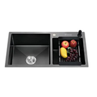 Cuba Pia Gourmet Dupla Preta Aço Inox + Torneira Flexível