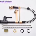 Cuba Pia Gourmet Dupla Preta Aço Inox + Torneira Flexível