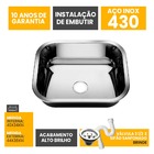 Cuba Pia Inox 430 Cozinha N 0 40x34x14 American Steel Funda