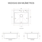 Cuba Pia Inox Prata Quadrada 60x45 Cozinha Gourmet Acessório