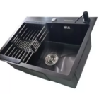 Cuba Pia Inox Preta Quadrada Cozinha Gourmet + Torneira Slim