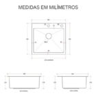 Cuba Pia Inox Preta Quadrada Cozinha Gourmet Com Acessórios B